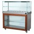 HEATED DISPLAY STAND - MOD. BAVP - FLAT GLASS - OPEN BOTTOM COMPARTMENT - STAINLESS STEEL FRAME - TEMPERATURE °C +30 /+ 90  - THERMOSTATIC TEMPERATURE CONTROL - LIGHTING - SINGLE PHASE 240V - EC STANDARDS