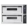 ELECTRIC PIZZA OVEN - DIGITAL CONTROL - Mod. BASIC 66/D CPR - Twin deck oven - firebrick oven top and base (sides excluded) - Chamber dimensions cm L 66 x D 99 x 14 h - N. Pizzas 6 + 6 (Ø cm 32) - Power 14,4 Kw - CE APPROVED