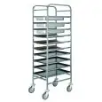 GN AND 60x40 TRAY HOLDER TROLLEY - MOD. CA1650 - Stainless steel structure - Chrome-plated wire guides - Capacity for 10 GN 1/1 trays (53x32.5 cm) or 10 60x40 trays