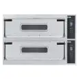 ELECTRIC PIZZA OVEN - DIGITAL CONTROL - Mod. TRAYS 44/D - Twin deck oven - Firebrick oven base or Fully firebrick oven chamber - Chamber dimensions cm L 82 x D 84 x 17,5 h - Capacity: N. Pizzas 4+4 (Ø cm 35)/N. 2+2 trays cm 60x40 - Power 13,8 Kw - CE APPR