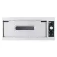 ELECTRIC PIZZA OVEN - MECHANICAL CONTROL - Mod. TRAYS 6 ALTO - Single deck oven - Firebrick oven base - Chamber dimensions cm L 82 x D 108 x 27 h - Capacity: N. Pizzas 6 (Ø cm 35)/N. 3 trays inserted lengthwise cm 60x40 - Power 10,2 Kw - CE APPROVED