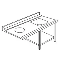 ENTRANCE TABLE WITH TUB AND HOLE FOR HOOD-TYPE DISHWASHERS - Mod ACTAVINCV - AISI 304 STAINLESS STEEL STRUCTURE - LEFT/RIGHT ACCORDING TO THE MODEL - WITH LOWER SHELF - EQUIPPED WITH RAISED EDGE - FOR DISHWASHERS MODEL LAPI 50 C AND LAPI 50 C PL