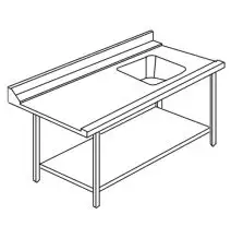 ENTRANCE TABLE WITH TUB AND RAISED EDGE FOR HOOD-TYPE DISHWASHERS - Mod ACTAVINV - AISI 304 STAINLESS STEEL STRUCTURE - LEFT/RIGHT ACCORDING TO THE MODEL - WITH LOWER SHELF - FOR DISHWASHERS MODEL LAPI 50 C AND LAPI 50 C PL